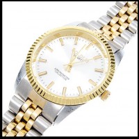 Relógio pulseira cor Ouro e Prata Moda Homens